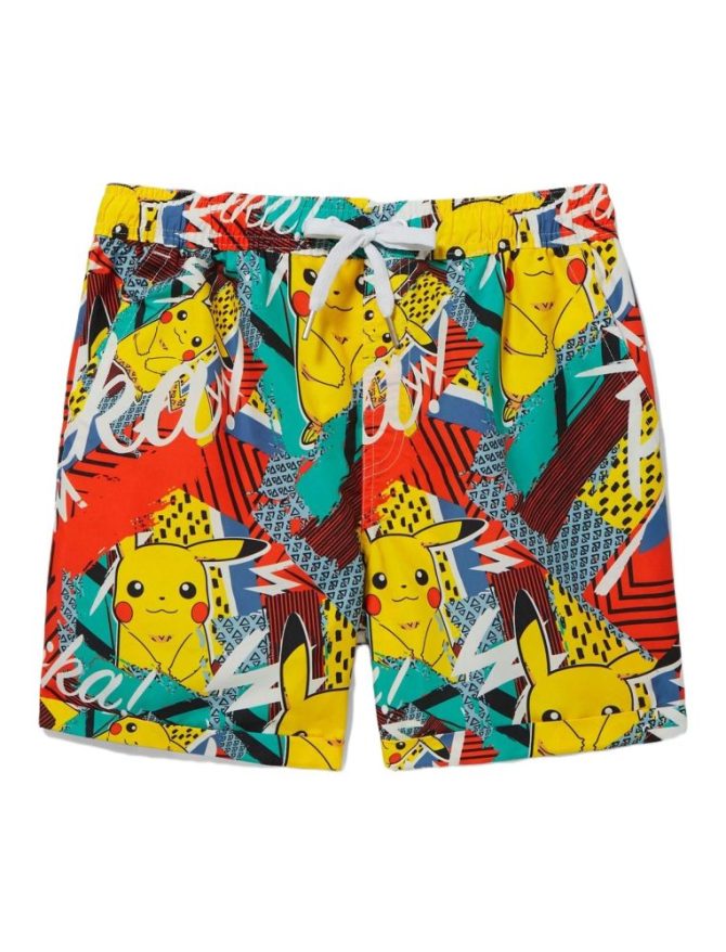 Vibrant Pikachu Kids Swim Trunks - Fun Cartoon Print Beachwear For Summer