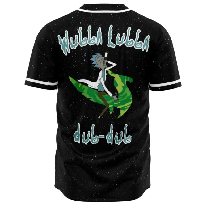 Rick & Morty wubba lubba - Galaxy Print Baseball Jersey – Stylish Black With Green Logo – Unisex Sports Apparel - Image 2