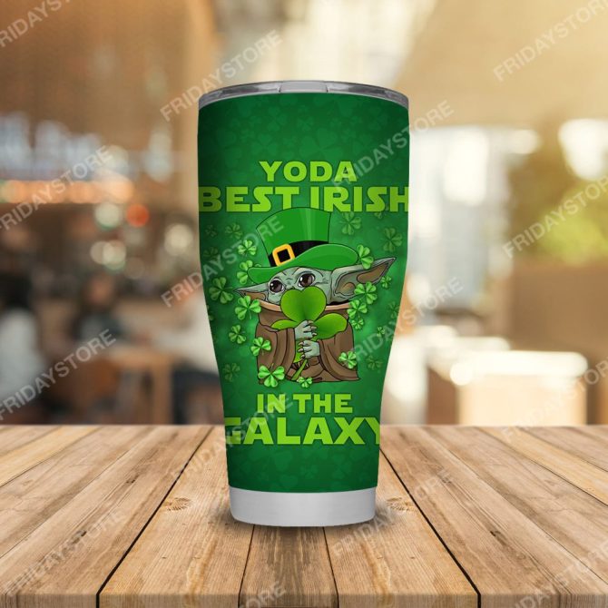 Yoda Irish Galaxy Tumbler - Unique Shamrock Design Insulated Cup - Image 2