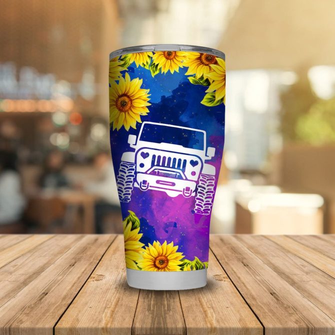 Vibrant Jeep Hair Tumbler With Sunflower Design – Durable Travel Mug For Adventure Lovers - Image 5