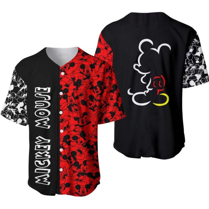 Vintage Mickey Mouse Baseball Jersey – Bold Red & Black Design For Disney Fans