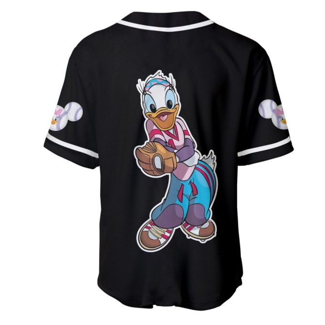 Daisy Duck Baseball Jersey Shirt - Cartoon Sportswear For Fans - Unisex Black Graphic Tee - Image 3