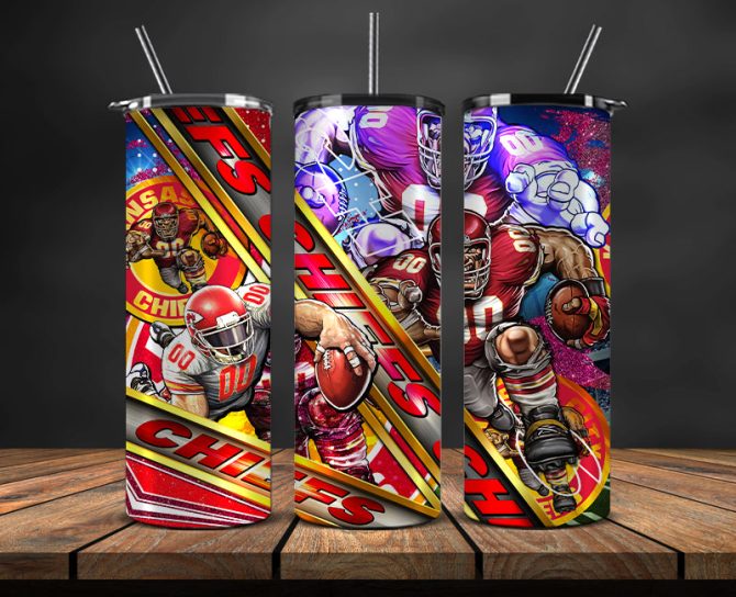 Chiefs Football Tumbler - Football Fan Tumbler - Insulated 20Oz Stainless Steel With Straw