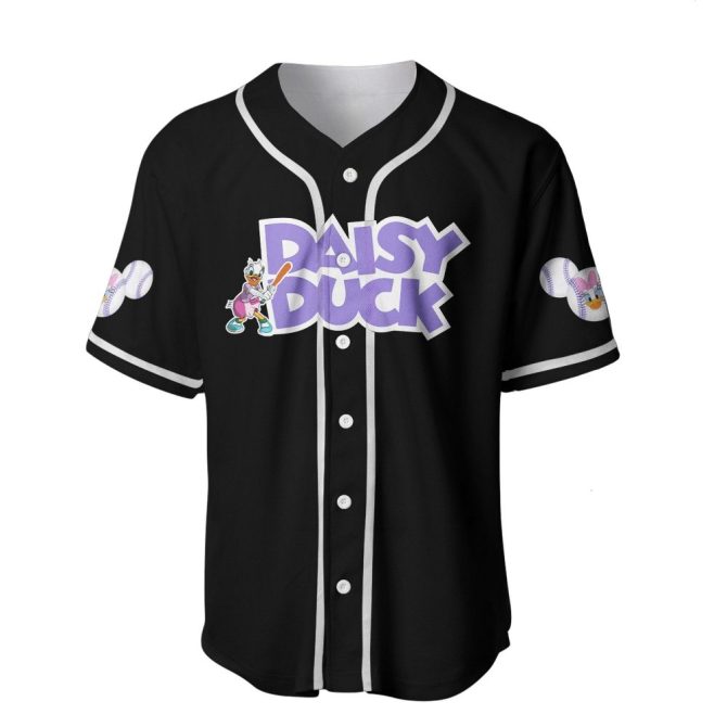 Daisy Duck Baseball Jersey Shirt - Cartoon Sportswear For Fans - Unisex Black Graphic Tee - Image 2