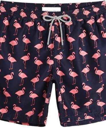 Men'S Flamingo Swim Trunks - Stylish Quick-Dry Beach Shorts With Fun Pink Print
