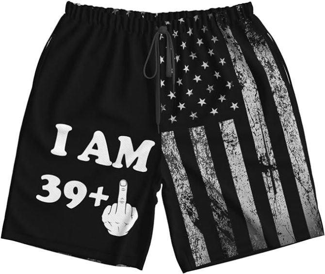 Bold 'I Am 39+' Men'S Shorts With American Flag Design - Fun & Unique Gift Idea!