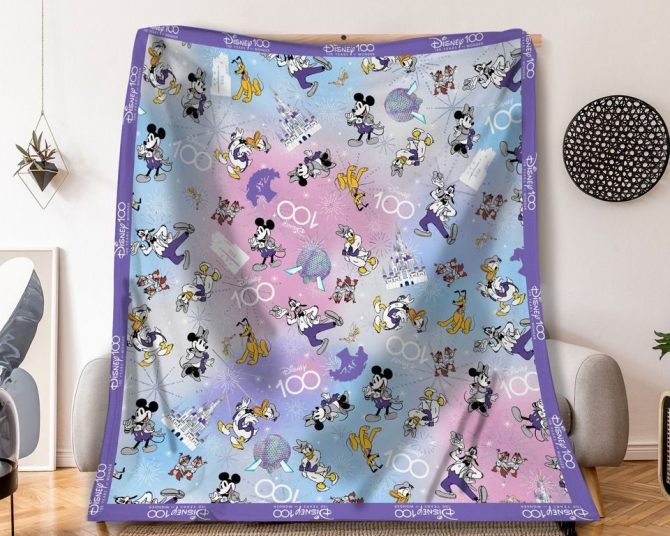 Cozy Disney 100Th Anniversary Throw Blanket - Mickey & Friends Design
