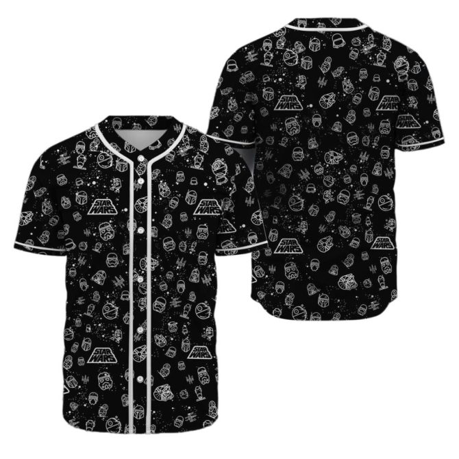 Star Wars Galactic Baseball Jersey - Iconic Black & White Print For Fans
