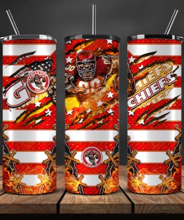 Chiefs Football Tumbler - Football Fan Tumbler - Double-Wall Insulated Stainless Steel, 20Oz - Perfect Gift For Sports Enthusiasts