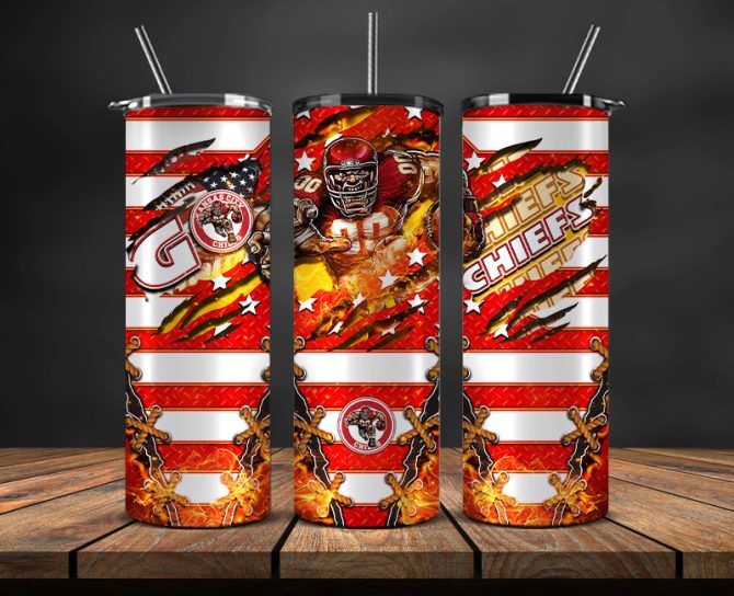 Chiefs Football Tumbler - Football Fan Tumbler - Double-Wall Insulated Stainless Steel, 20Oz - Perfect Gift For Sports Enthusiasts