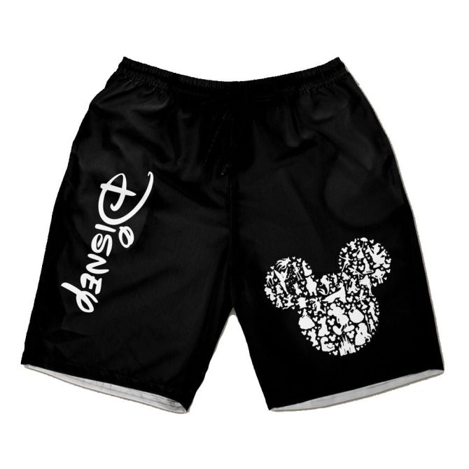 Disney Men'S Black Mickey Mouse Graphic Swim Shorts - Comfortable & Stylish Beachwear