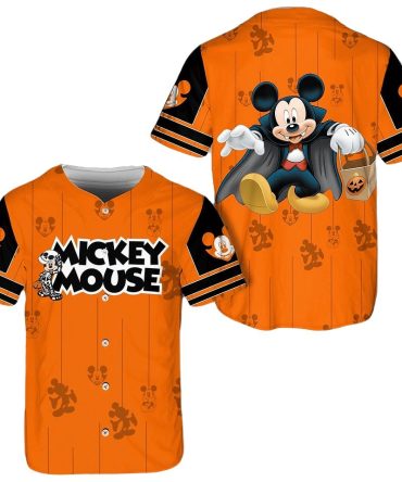 Spooky Mickey Mouse Halloween Jersey - Kids' Trick Or Treat Shirt - Orange & Black