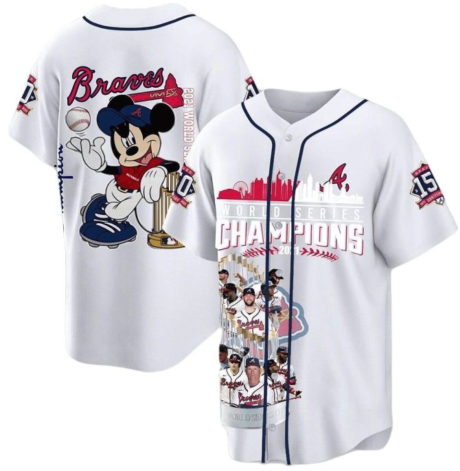 Celebrate Victory! Braves World Series Champions Jersey With Iconic Cartoon Design