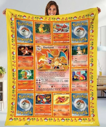 Cozy Pokémon Card Fleece Blanket – Charizard Design For Ultimate Fan Comfort
