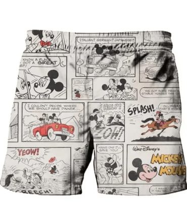 Vintage Mickey Mouse Comic Print Shorts - Fun Retro Style For Disney Fans
