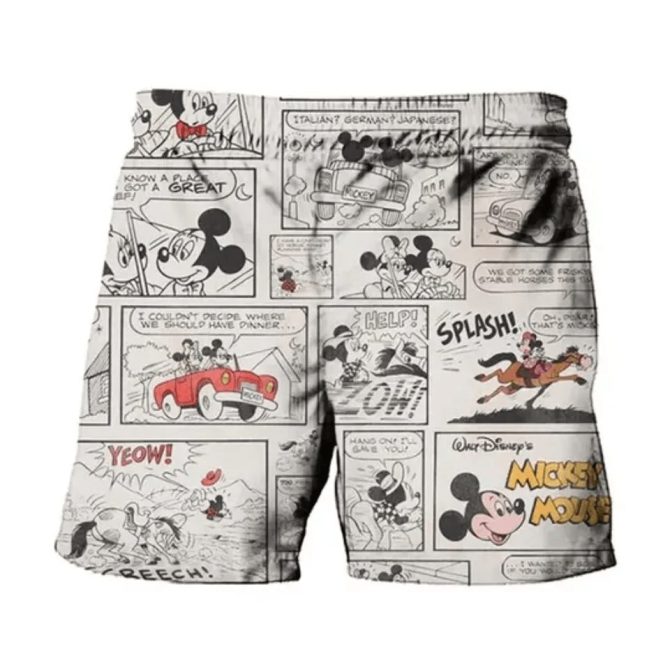 Vintage Mickey Mouse Comic Print Shorts - Fun Retro Style For Disney Fans