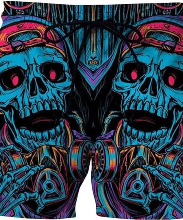 Vibrant Skull Art Men'S Swim Trunks - Bold Graphic Beachwear Shorts For Summer Fun