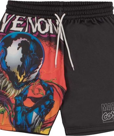 Marvel Venom Men'S Graphic Swim Shorts - Bold Comic Print Beachwear