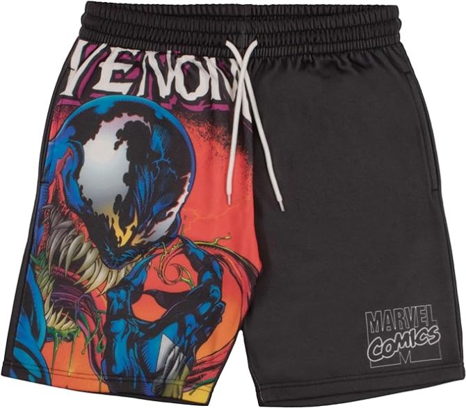Marvel Venom Men'S Graphic Swim Shorts - Bold Comic Print Beachwear