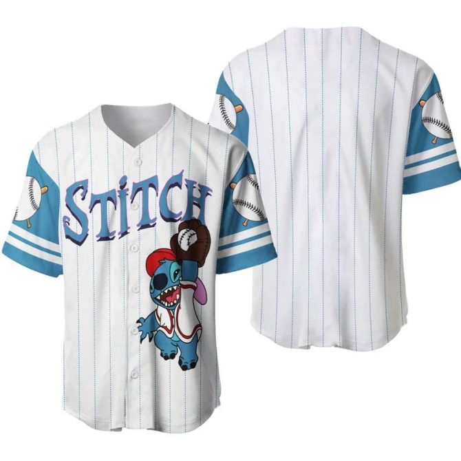 Stitch Baseball Jersey – Fun Cartoon Sports Tee For Fans, Unisex Casual Wear