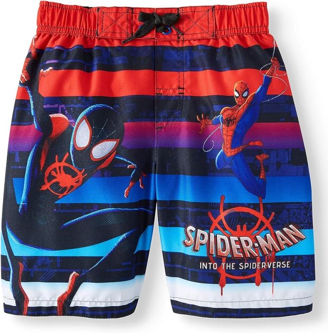 Kids' Spider-Man Swim Trunks - Into The Spider-Verse Design, Quick-Dry, Fun & Comfy Beachwear