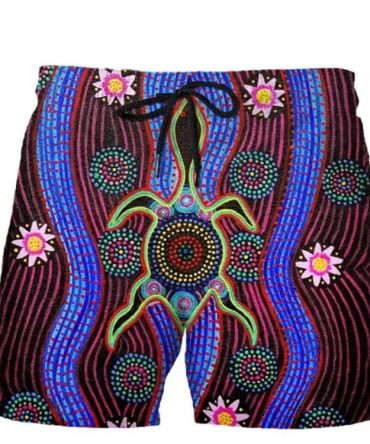 Vibrant Turtle Design Swim Shorts - Men'S Quick-Dry Beachwear With Unique Art Print