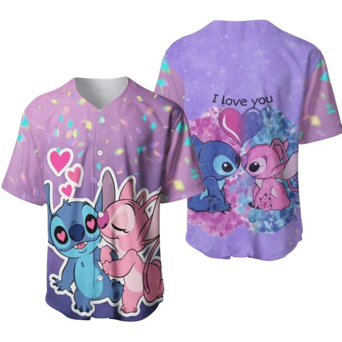 Romantic Cartoon Couple Shirt – Cute I Love You Graphic Button-Up Top For Fans