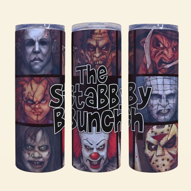 Spooky Season Horror Movie Tumbler Set - The Stabby Bunch Design - 20Oz Insulated Drinkware - Image 2