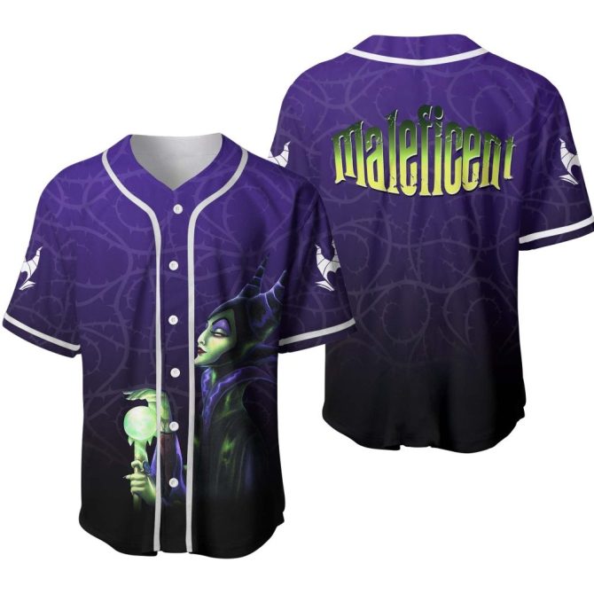 Enchanting Maleficent Baseball Jersey - Unisex Purple Gothic Style, Perfect Gift For Disney Fans