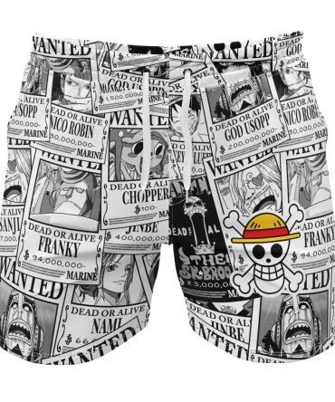 Anime Wanted Poster Swim Trunks - Stylish Beachwear For Fans