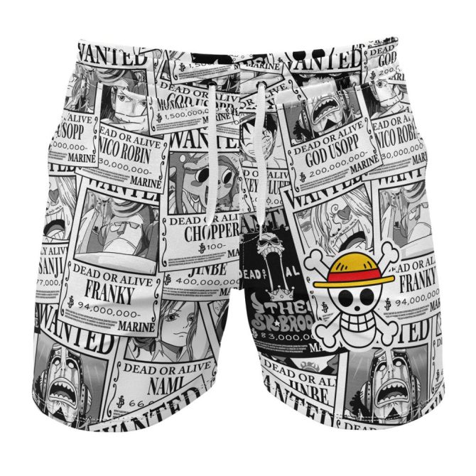 Anime Wanted Poster Swim Trunks - Stylish Beachwear For Fans