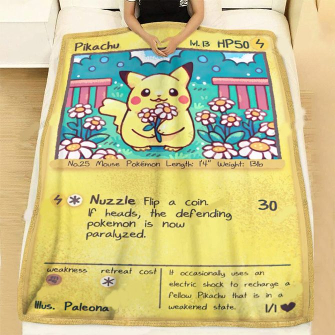 Cozy Pikachu Blanket - Soft Fleece Pokémon Card Design For Fans & Collectors - Perfect Gift! - Image 2