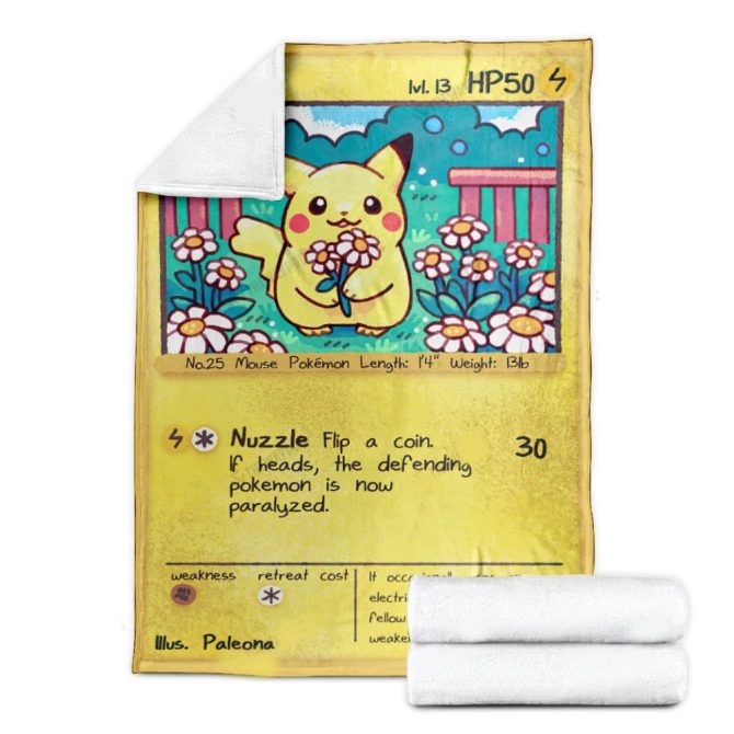 Cozy Pikachu Blanket - Soft Fleece Pokémon Card Design For Fans & Collectors - Perfect Gift! - Image 3