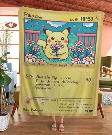 Cozy Pikachu Blanket - Soft Fleece Pokémon Card Design For Fans & Collectors - Perfect Gift!