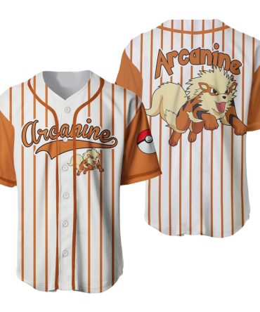 Arcanine Baseball Jersey – Stylish Pokémon Fan Apparel With Pokéball Design