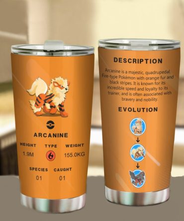 Limited Edition Arcanine Tumbler – 20Oz Insulated Drinkware For Pokémon Fans
