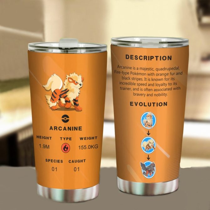 Limited Edition Arcanine Tumbler – 20Oz Insulated Drinkware For Pokémon Fans