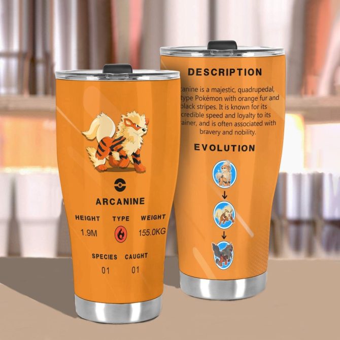Limited Edition Arcanine Tumbler – 20Oz Insulated Drinkware For Pokémon Fans - Image 2