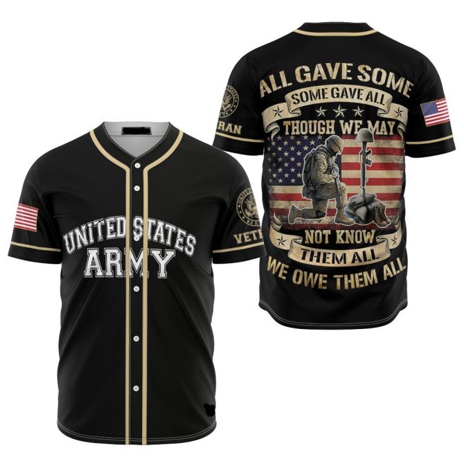 Patriotic Us Army Veteran Baseball Jersey - Honor & Pride Apparel