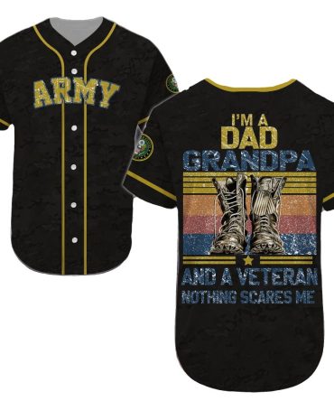 Army Veteran Dad Grandpa Jersey - Proud & Fearless Gift Tee