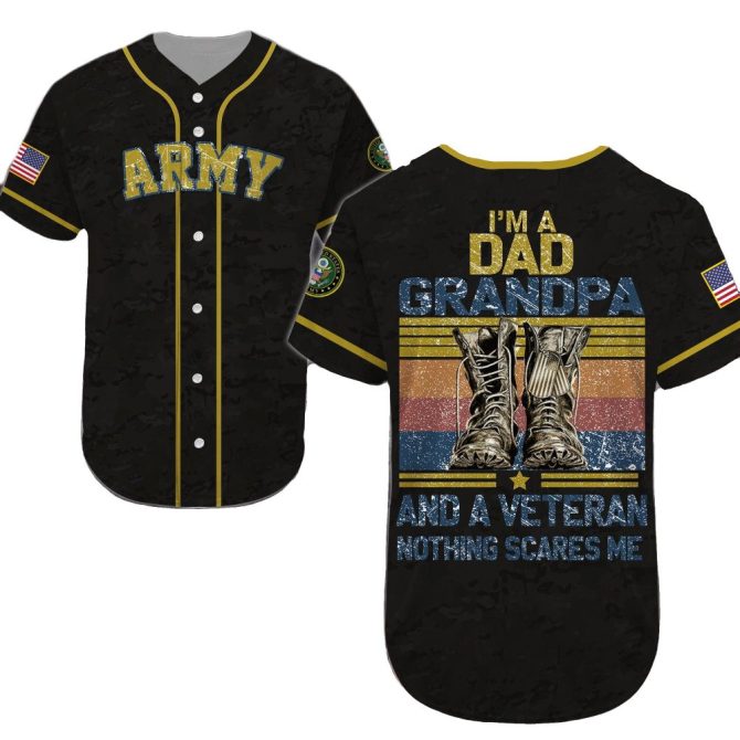 Army Veteran Dad Grandpa Jersey - Proud & Fearless Gift Tee