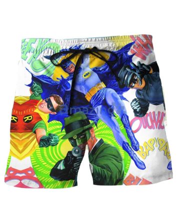 Men'S Superhero Swim Trunks - Retro Comic Print Beachwear, Quick Dry Board Shorts