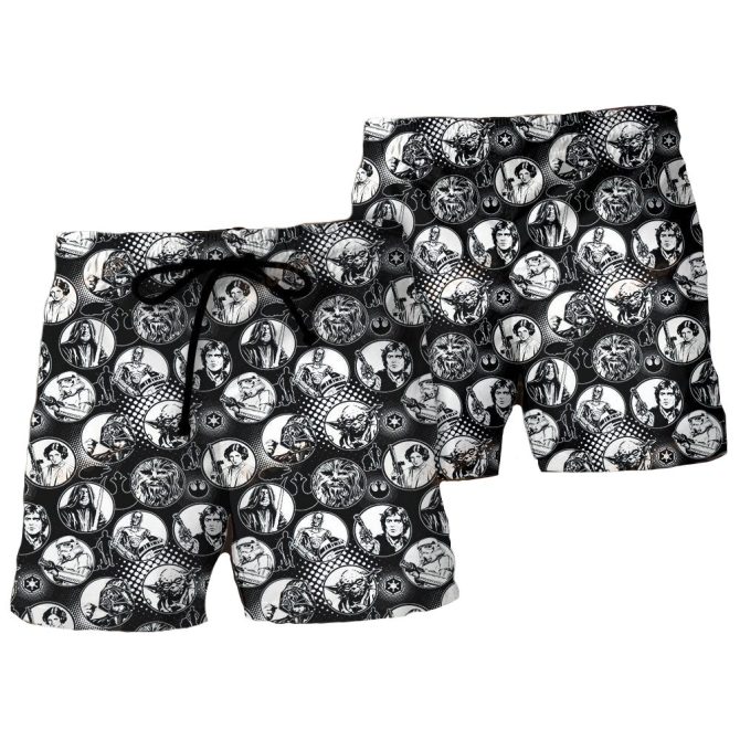 Men'S Star Wars Graphic Swim Trunks - Iconic Character Print Beach Shorts - Image 2