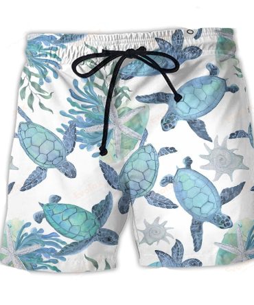 Tropical Sea Turtle Swim Trunks - Men'S Quick-Dry Beach Shorts, Ocean Print