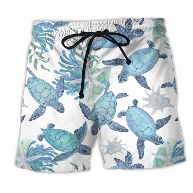 Tropical Sea Turtle Swim Trunks - Men'S Quick-Dry Beach Shorts, Ocean Print
