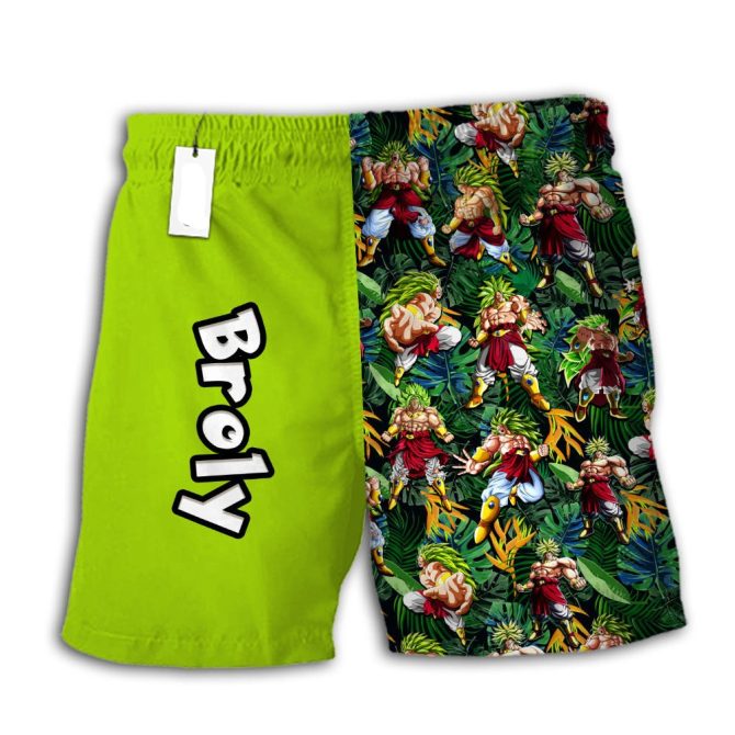 Vibrant Broly Anime Swim Shorts – Stylish & Comfortable Beachwear For Fans - Image 3