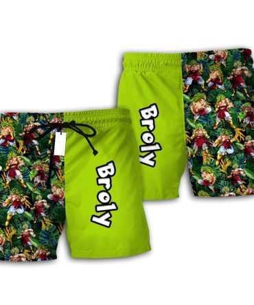 Vibrant Broly Anime Swim Shorts – Stylish & Comfortable Beachwear For Fans