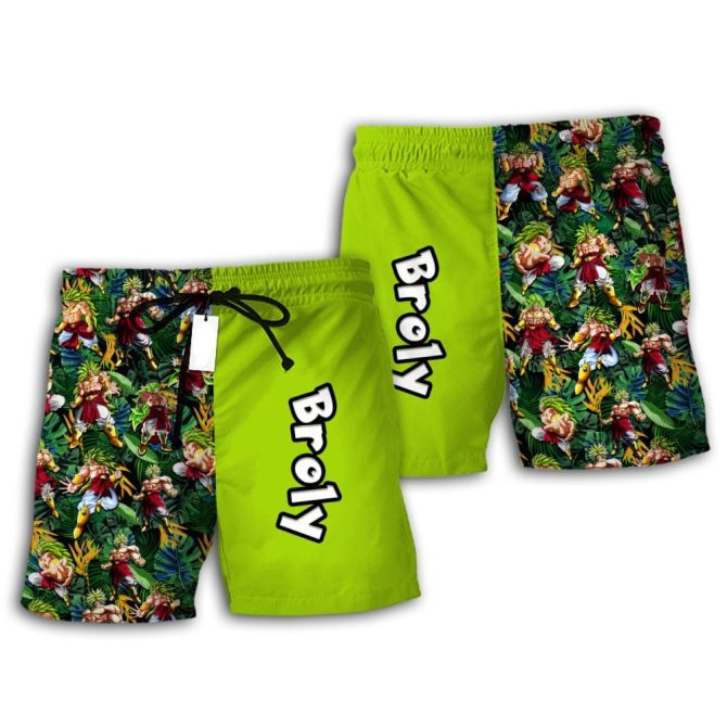 Vibrant Broly Anime Swim Shorts – Stylish & Comfortable Beachwear For Fans