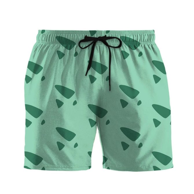Men'S Green Geometric Swim Shorts - Quick-Dry, Lightweight, Stylish Summer Beachwear