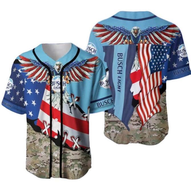 Patriotic Eagle Baseball Jersey - American Flag Busch Light Design - Perfect For Fans & Collectors